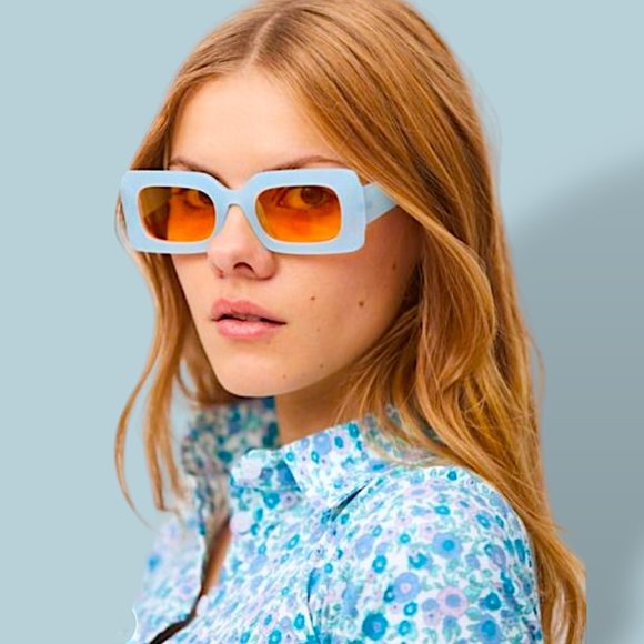 UO Margot chunky oversized rectangular yellow square sunglasses NEW - Picture 7 of 7